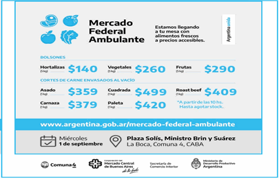 El Mercado Federal Ambulante funcionará en La Boca