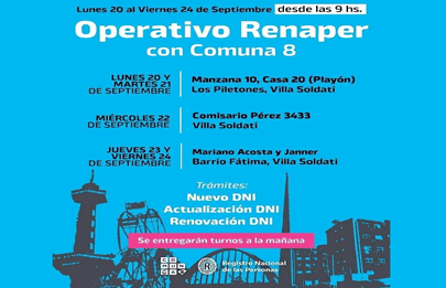 Nueva semana de operativo RENAPER en la Comuna 8