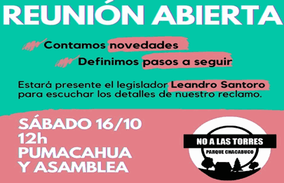 Reunión abierta en Parque Chacabuco