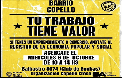 Registro de unidades productivas en barrio Copello de Lugano