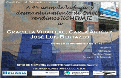 45 años del desmantelamiento del Centro Clandestino “Automotores Orletti”