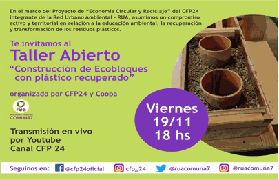 Taller abierto de “Construcción de ecobloques con plástico recuperado”