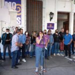 Acto de vecinos y organismos de Derechos Humanos para repudiar que rompieron un Pañuelo Blanco en la sede de Movemos del Abasto