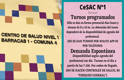 Turnos programados en el CeSAC 1 de Barracas