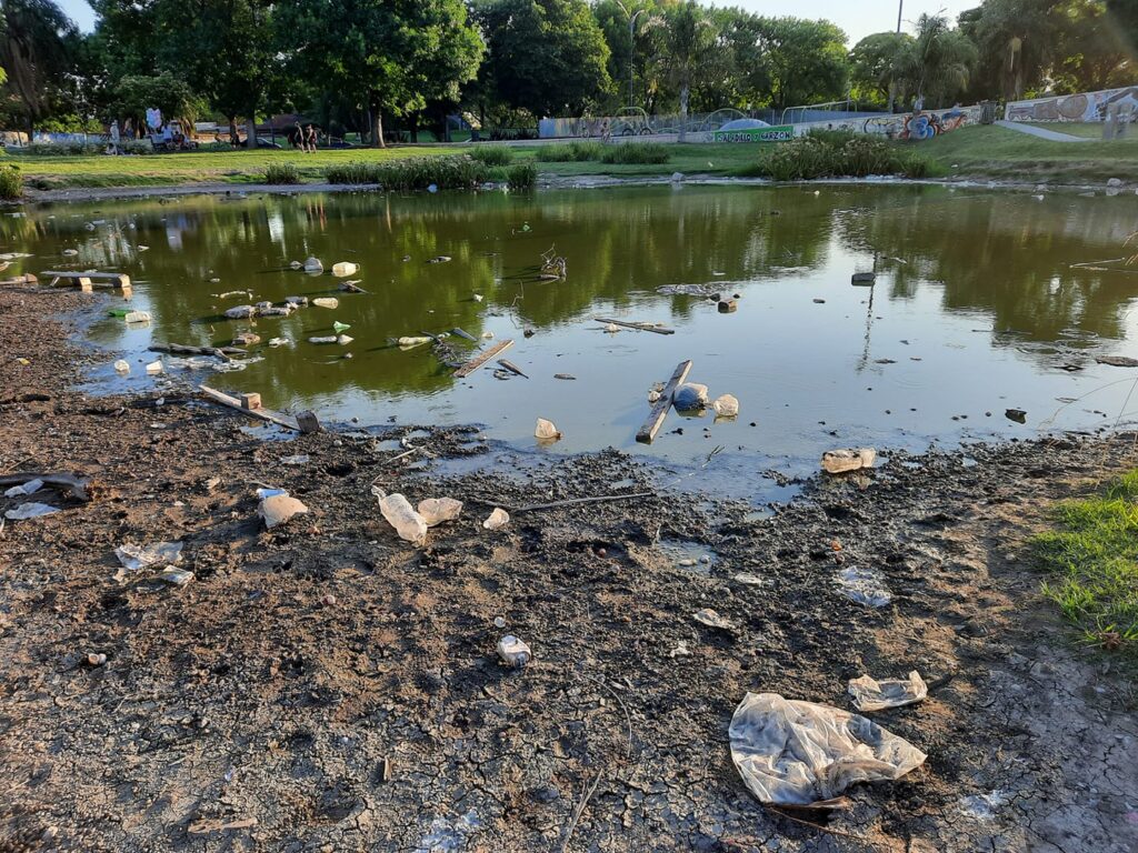 Lamentable estado del lago del Parque Alberdi