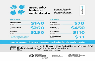 Mercado Federal Ambulante en la Comuna 7