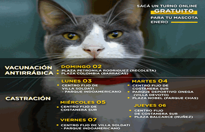 Vacunación y castraciones gratuitas de mascotas