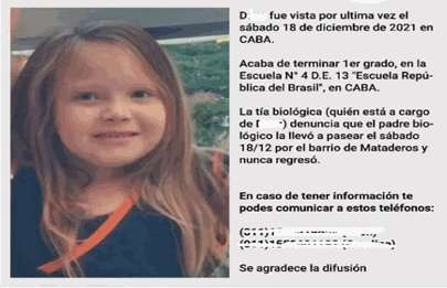 Encontraron a la niña buscada en Mataderos