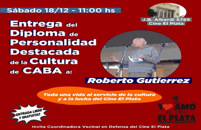 Distinguen a Roberto Gutiérrez como Personalidad Destacada de la Cultura