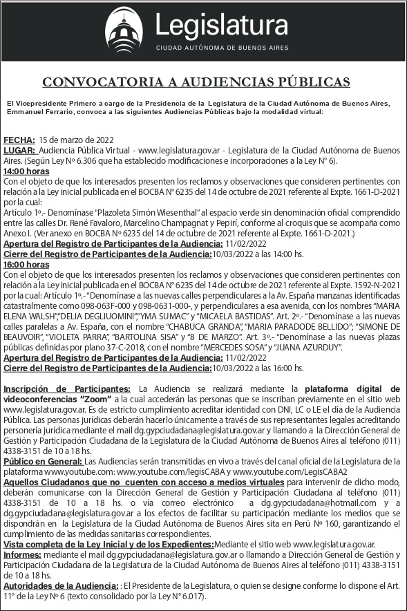 Audiencia Pública 15-03-2022