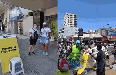 Instalan cinco puntos de hidratación en la Comuna 9