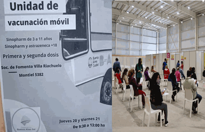 Unidad de vacunación móvil en Villa Riachuelo