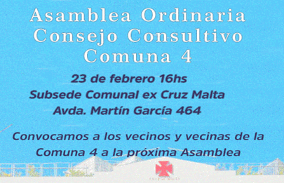Convocan a la asamblea ordinaria del Consejo Consultivo de la Comuna 4