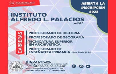 Está abierta la inscripción 2022 para el Instituto Alfredo L. Palacios