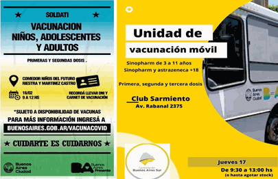 Lugares de vacunación en la Comuna 8