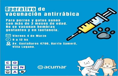 Operativo de vacunación antirrábica en Villa Lugano