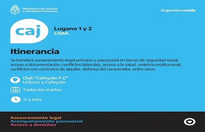 El Centro de Acceso a la Justicia (CAJ) se presenta en el complejo habitacional Lugano 1 y 2