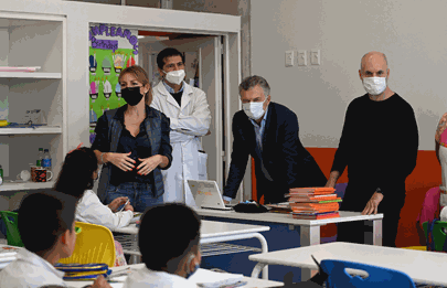 Macri y Rodríguez Larreta recorrieron una escuela en Nueva Pompeya