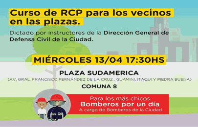 Curso de RCP en la plaza Sudamérica