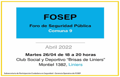 Reunión del Foro de Seguridad Pública de la Comuna 9