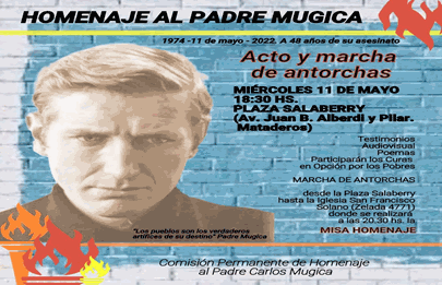 Acto y marcha de antorchas en homenaje al Padre Mugica