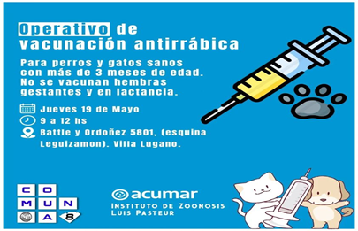 Operativo de vacunación antirrábica en la comuna 8