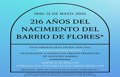 Oración interreligiosa por los 216 años del barrio de Flores