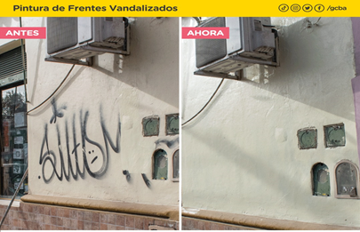 Pintura de frentes vandalizados en la Comuna 7