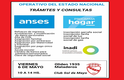 Operativo de ANSES en el club Sol de Mayo