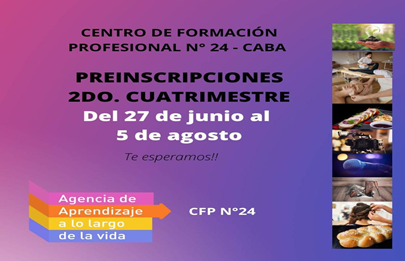 Pre-inscripciones online para el 2° cuatrimestre en el CFP 24 de Flores