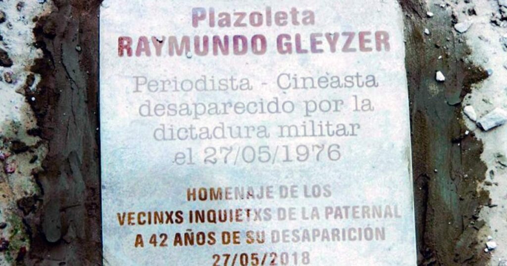 Un petitorio para la reposición de la placa en homenaje al cineasta Raymundo Gleyzer