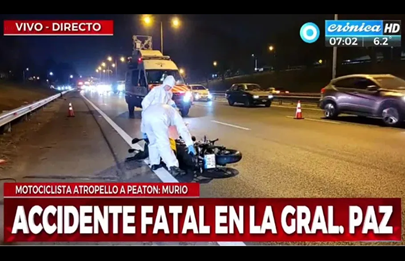 Accidente fatal de motociclista en Mataderos