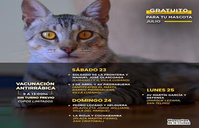 Vacunación antirrábica gratuita en la Comuna 8