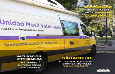 Vacunación antirrábica y atención veterinaria en Soldati
