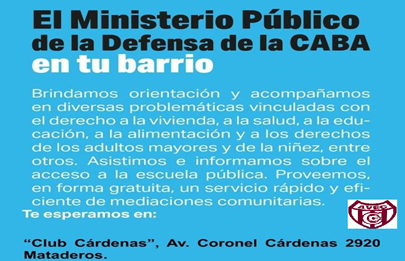 Mataderos: El Ministerio Público de la Defensa en el club Cárdenas