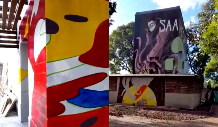 Ale Giorgga y Fa Uno Art pintan nuevos murales en la torre sanitaria del Parque Saavedra
