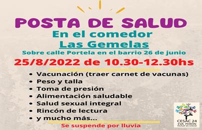 Posta de Salud del CeSAC 24 en el Comedor Las Gemelas de Soldati