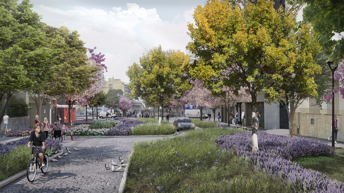 Iniciaron los trabajos para convertir en Calle Verde un sector de Triunvirato y hay señalamientos vecinales por el estacionamiento