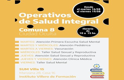 Operativo de salud integral en el SUM de la Villa 15