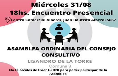 Asamblea ordinaria del Consejo Consultivo de la Comuna 9