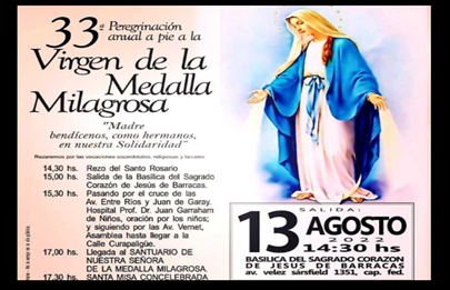 Barracas: 33° peregrinación anual a la Medalla Milagrosa