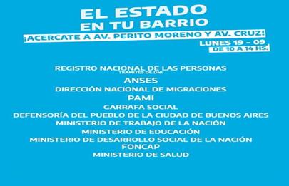 Lunes con el Estado nacional en Bajo Flores