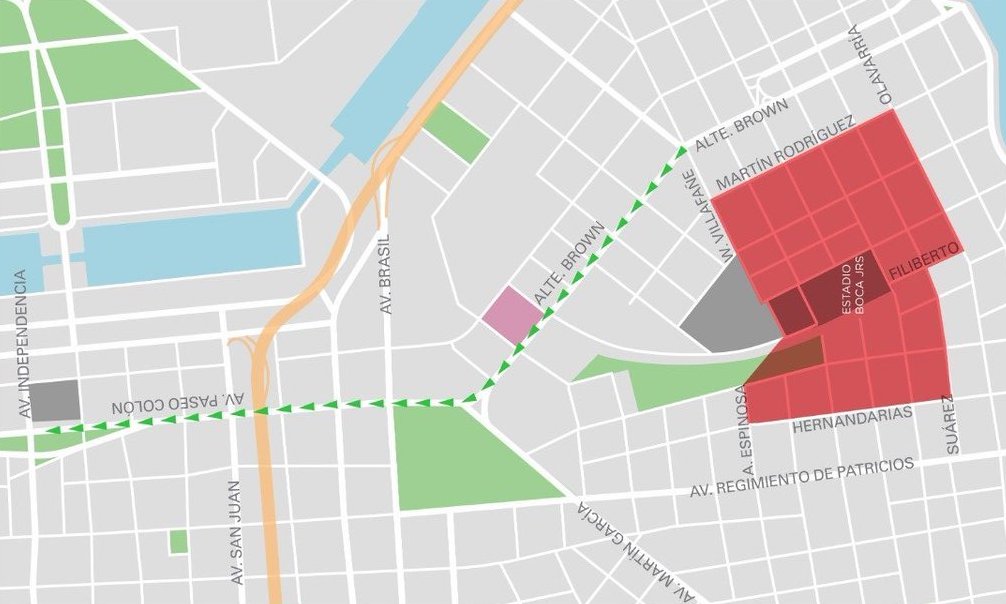 Modifican el sentido de las avenidas Almirante Brown y Paseo Colón por el superclásico en La Boca