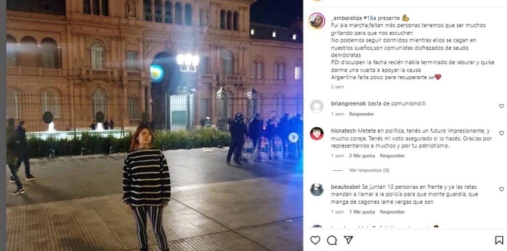 Confirman que Brenda Uliarte fue a la marcha de antorchas en Casa Rosada que terminó en incidentes