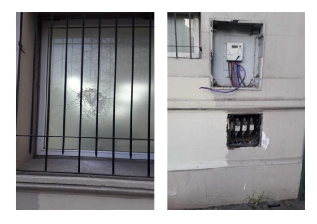 Desconocidos vandalizaron el frente de la Sede Comunal 5