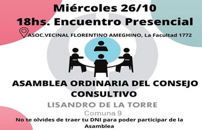 Anuncian la próxima asamblea ordinaria del Consejo Consultivo Comunal