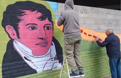 Mural de Belgrano en el barrio de Flores