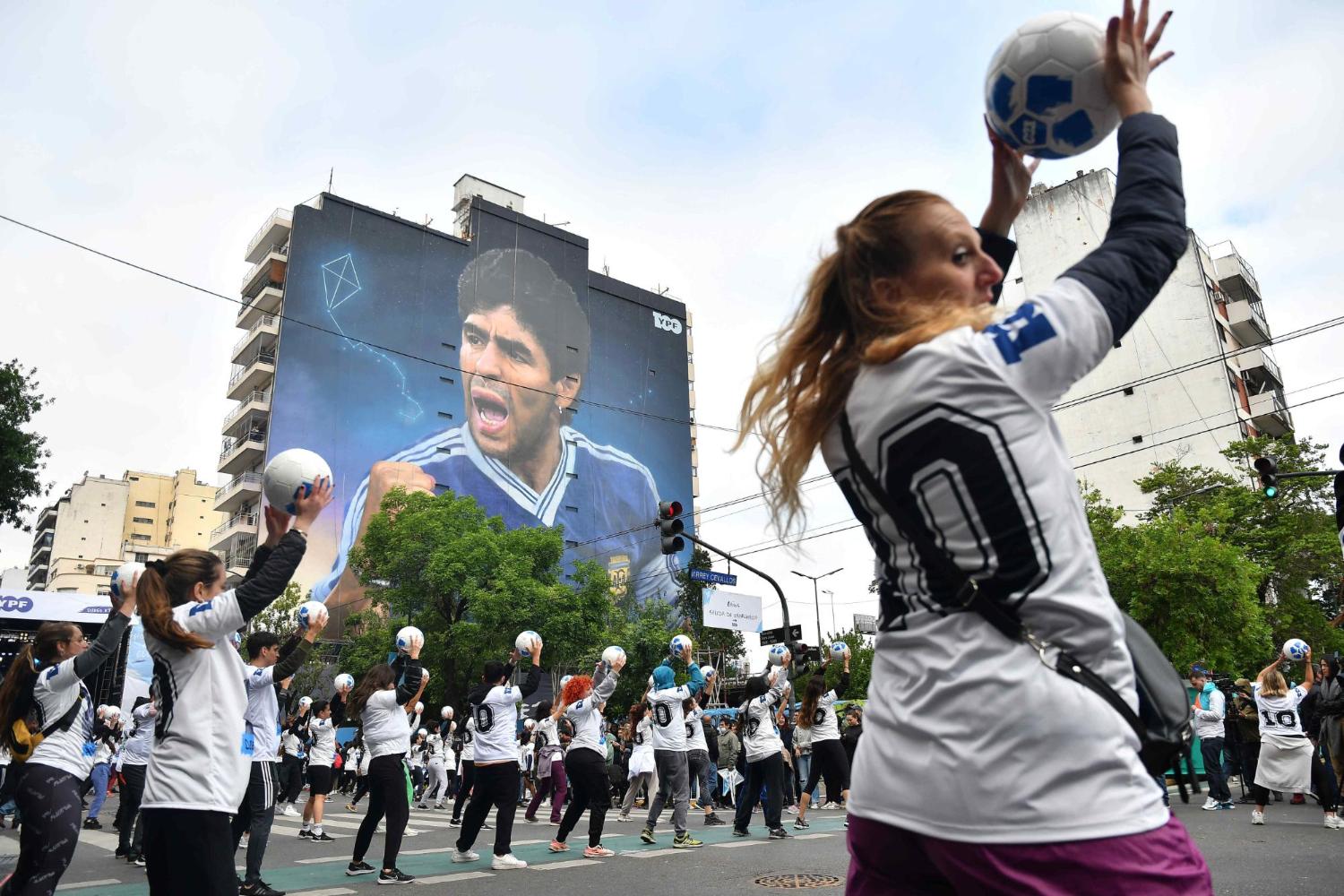 Constitución: ya inaugurado, buscan declarar de Interés Cultural al mural sobre Diego Maradona más grande del mundo