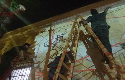 Los estudiantes del Yrurtia continúan con el Mural del CFP 24