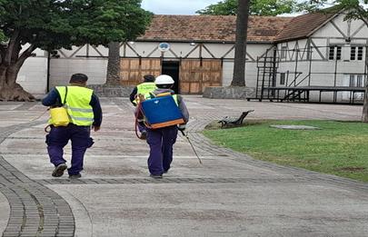 Tareas de limpieza en el Antiguo Tambo, la Casona de los Olivera y el Antiguo Natatorio